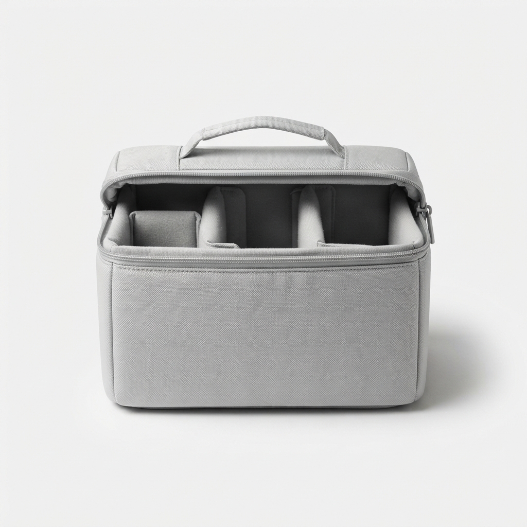 Soft light gray padded camera insert organizer with dividers
