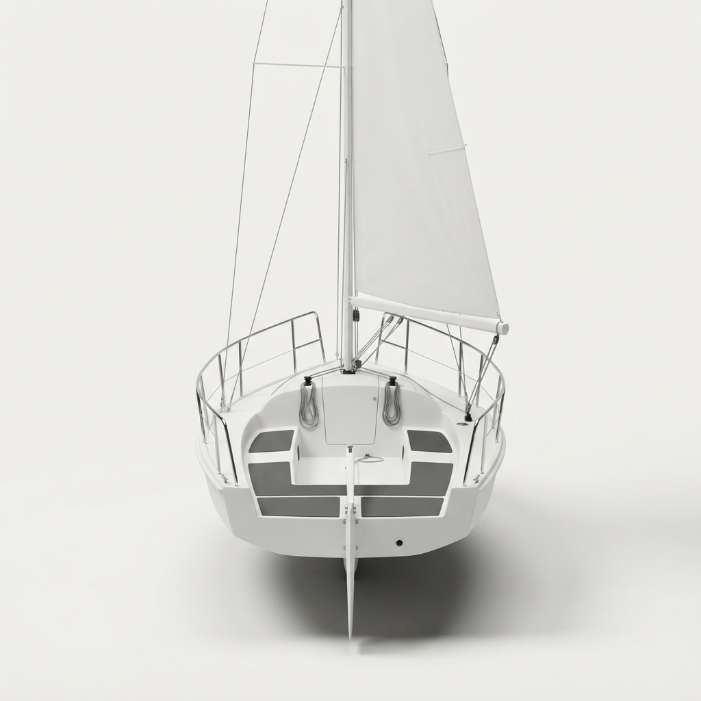 White folding day sailboat on neutral background